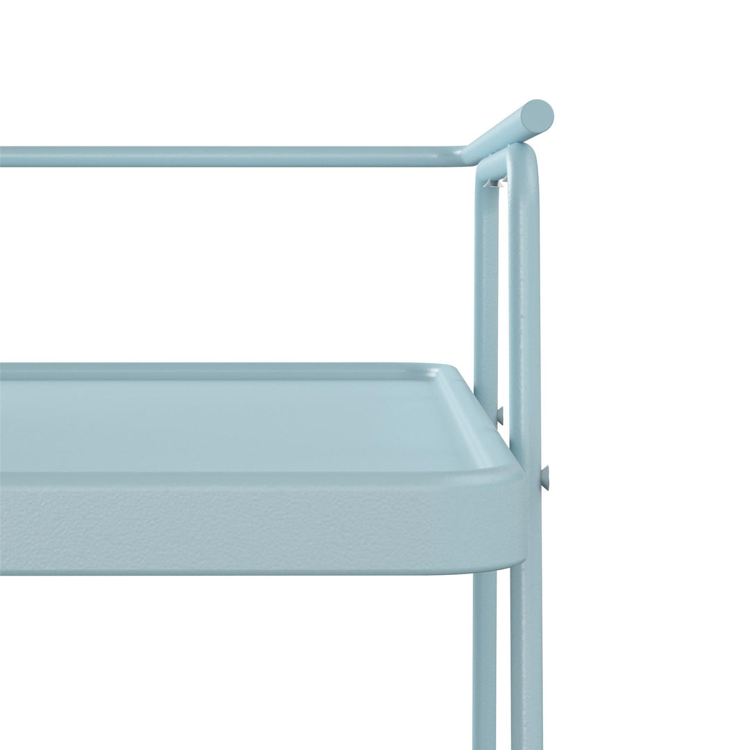 Modern designs of 2-tier serving carts with safety casters -  Light Blue 