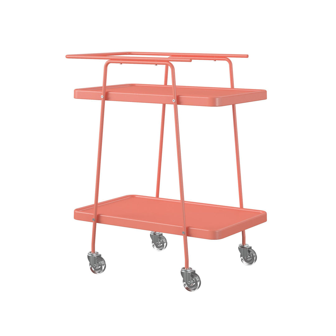 Modern designs of 2-tier serving carts with safety casters -  Coral 