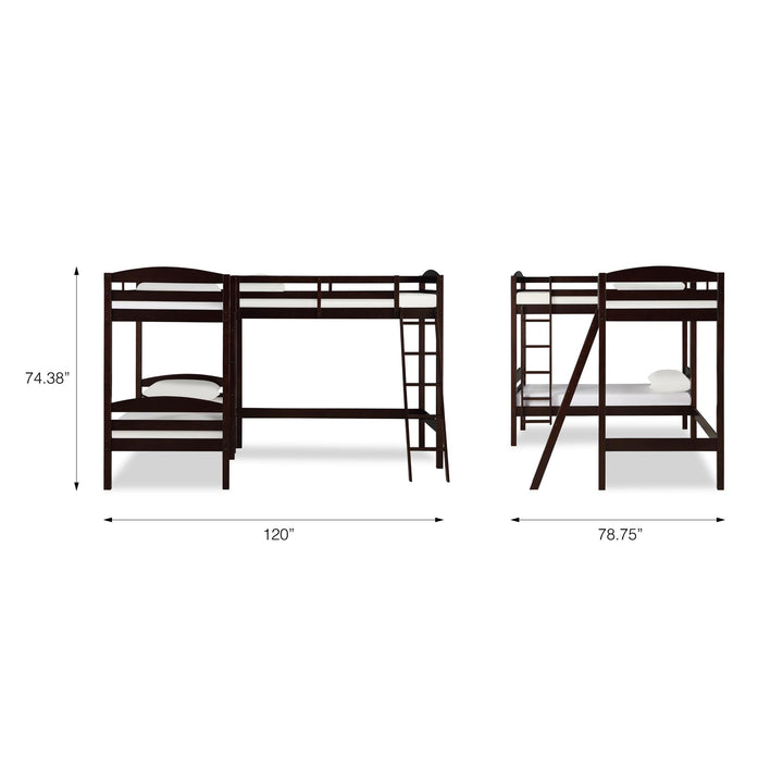 Clearwater Triple Wood Bunk/Loft Bed with Under Bed Storage - Espresso - Twin
