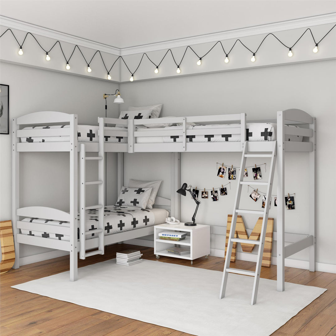 Triple Bunk Bed for Spacious Rooms -  White