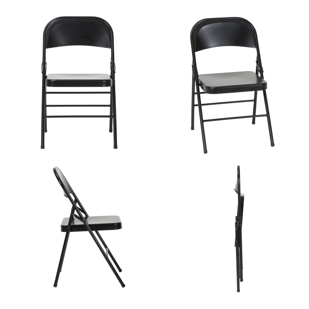 XL All-Steel Commercial Folding Chair, 300 lb. Weight Rating, Triple Brace, 4-Pack - Black - 4-Pack