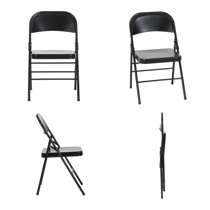 XL All-Steel Commercial Folding Chair, 300 lb. Weight Rating, Triple Brace, 4-Pack - Black - 4-Pack