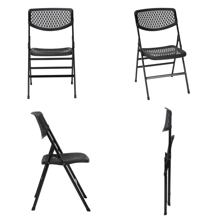 Set of 4 Commercial XL Plastic Folding Chair -  Black 