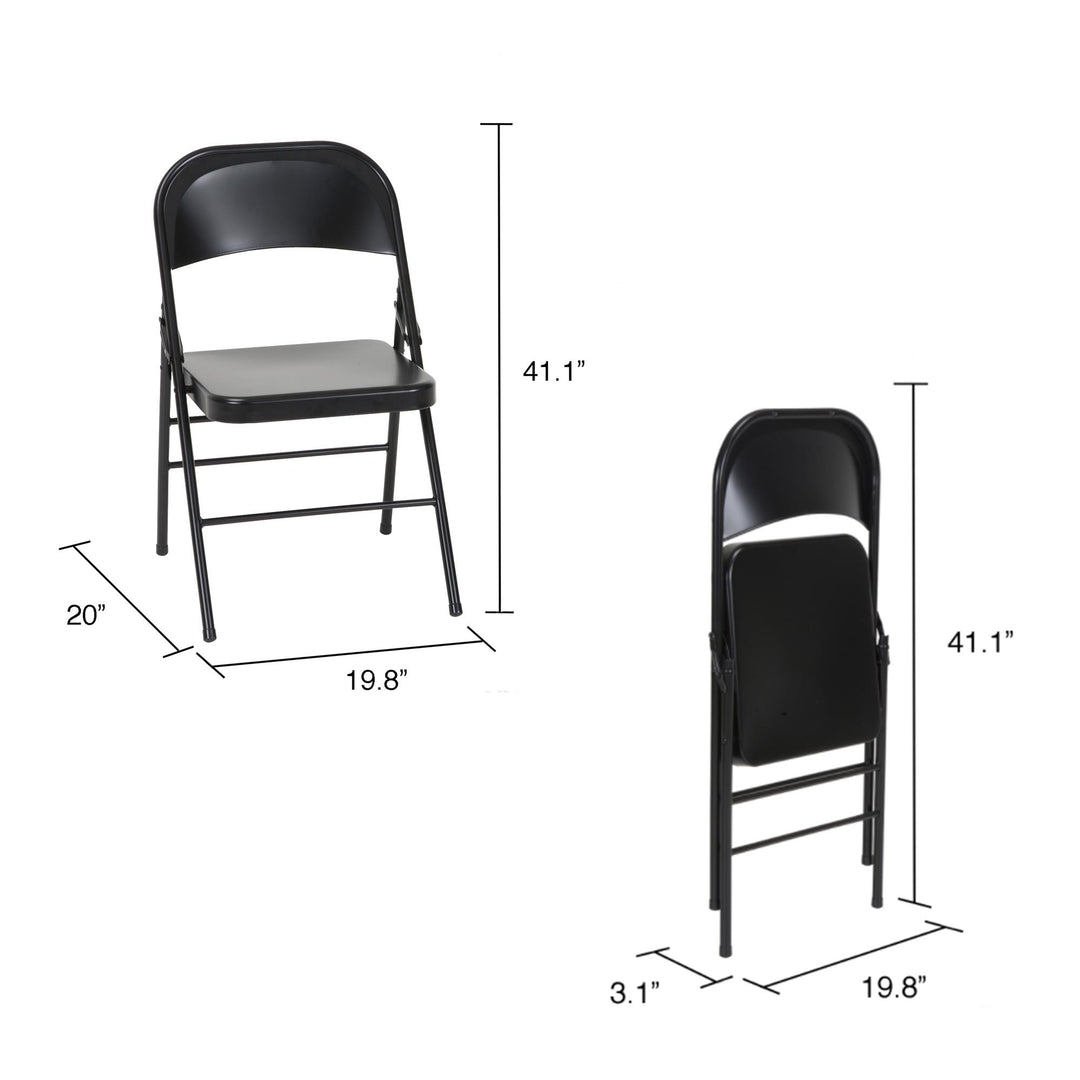 XL All-Steel Commercial Folding Chair, 300 lb. Weight Rating, Triple Brace, 4-Pack - Black - 4-Pack