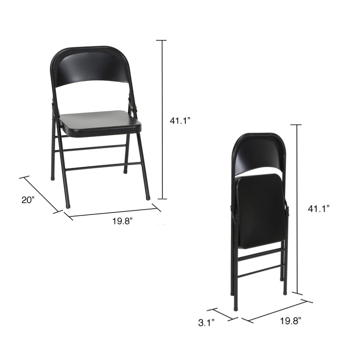 XL All-Steel Commercial Folding Chair, 300 lb. Weight Rating, Triple Brace, 4-Pack - Black - 4-Pack