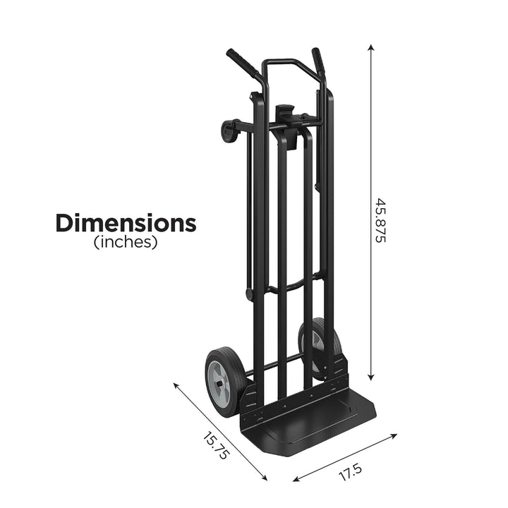 Steel Hand Truck 2 in 1 with 800 lb Capacity -  Black / blue