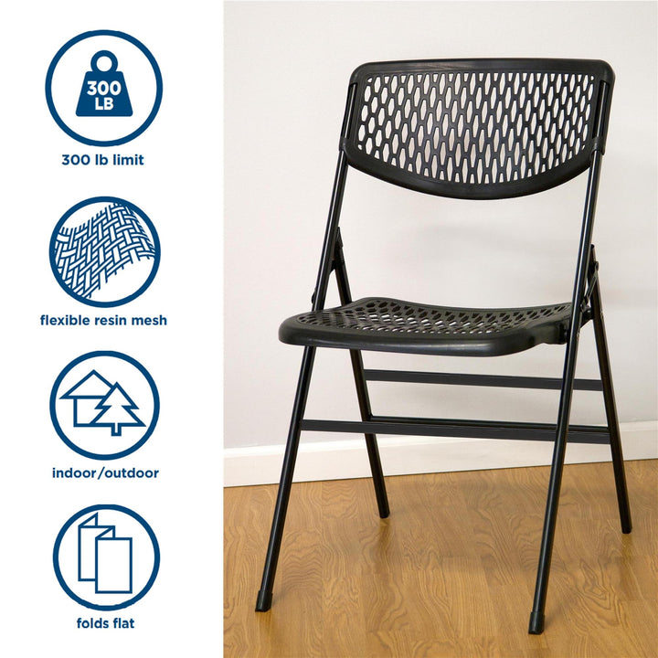 XL Plastic Folding Chair Ultra Comfort Commercial -  Black 