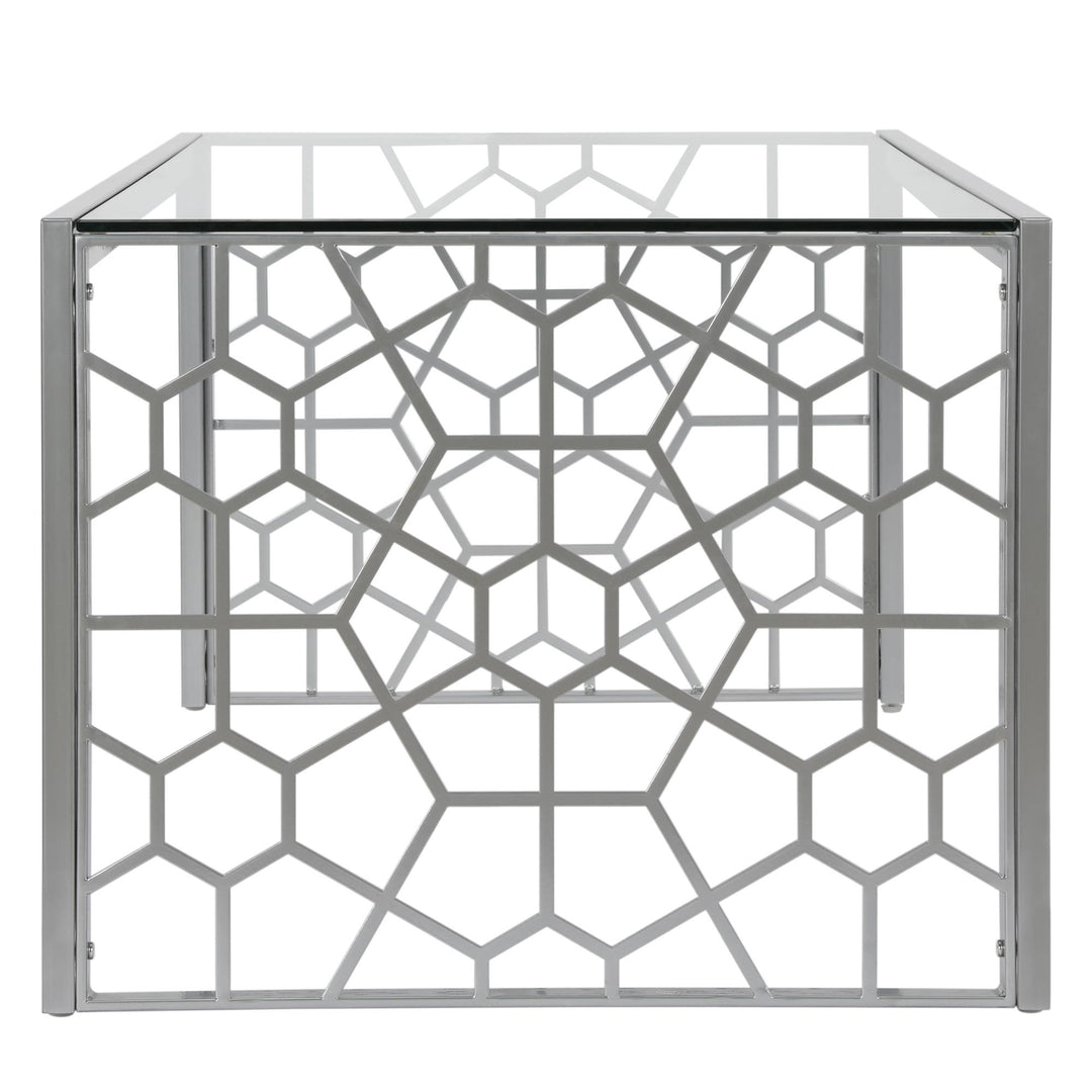 Coffee table with clear glass top Juliette -  Silver