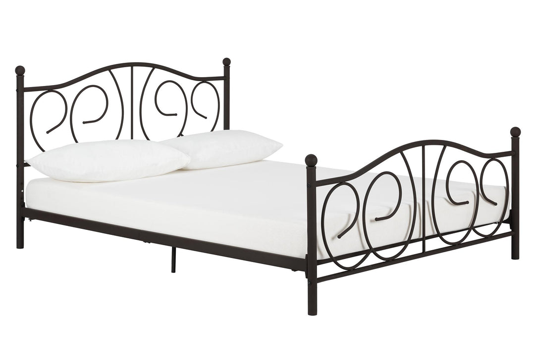 Metal Platform Bed with 2 Height Options -  Bronze  -  Queen