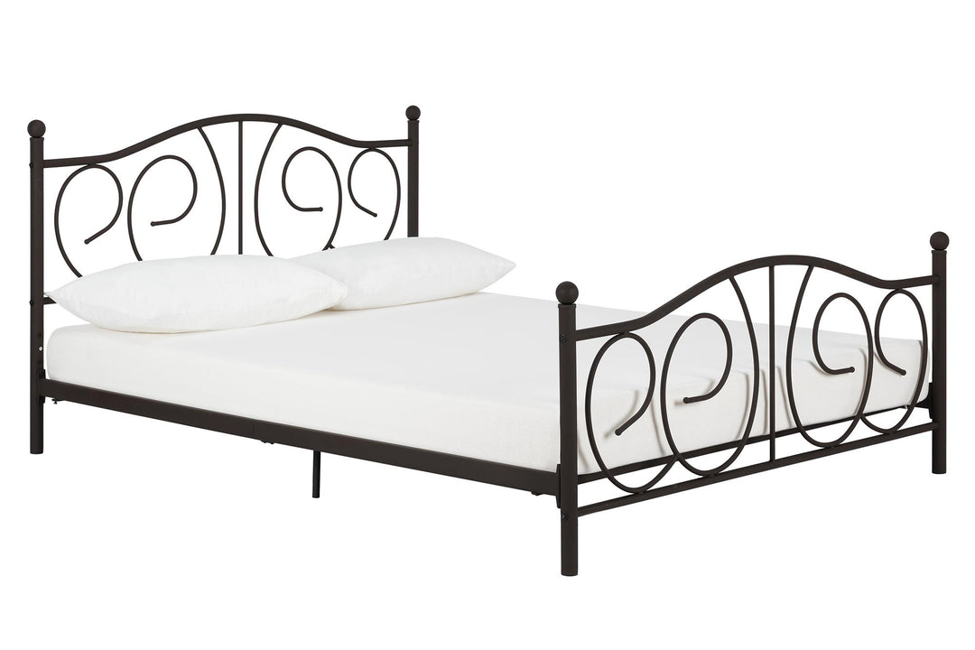 Victoria Metal Platform Bed with Headboard, Footboard and 2 Height Options - Bronze - Queen