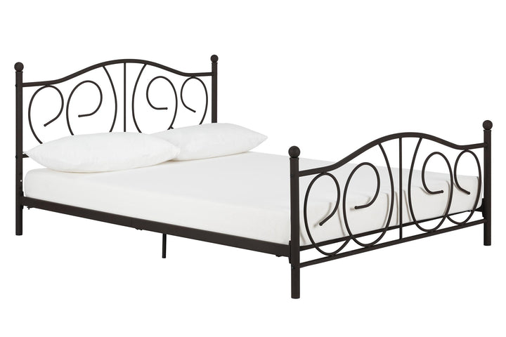 Victoria Metal Platform Bed with Headboard, Footboard and 2 Height Options - Bronze - Queen