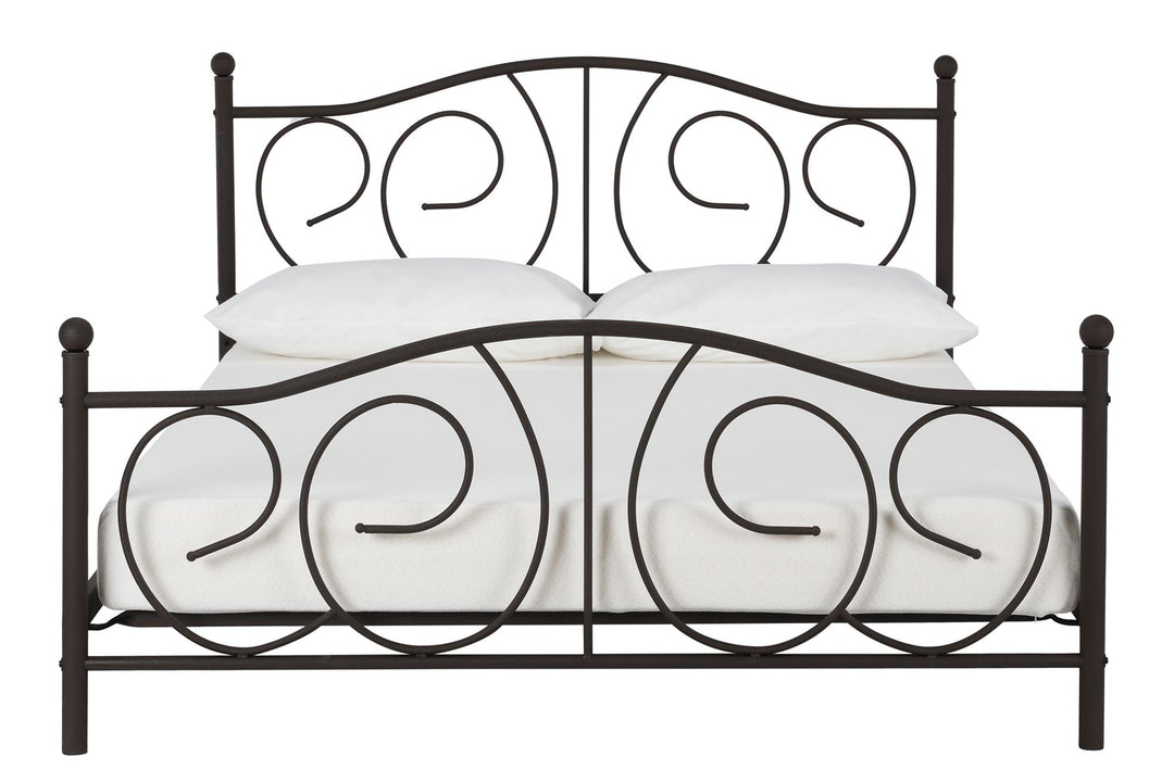 Victoria Metal Platform Bed with Headboard, Footboard and 2 Height Options - Bronze - Queen