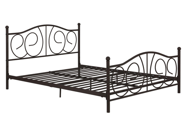 Victoria Metal Platform Bed with Headboard, Footboard and 2 Height Options - Bronze - Queen