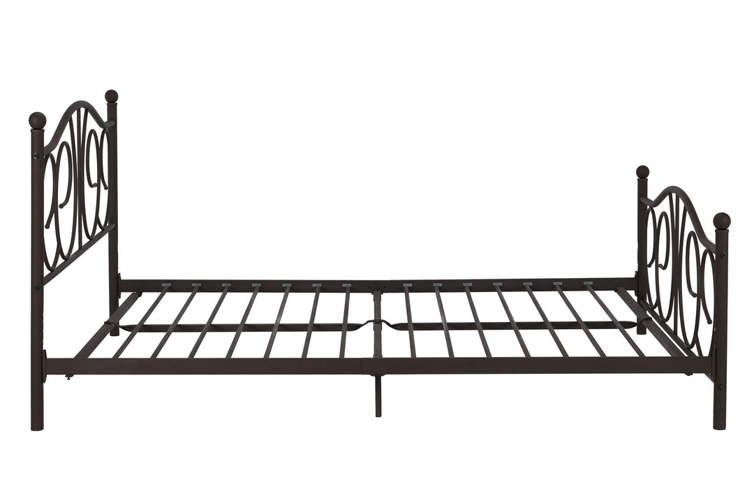 Victoria Metal Platform Bed with Headboard, Footboard and 2 Height Options - Bronze - Queen