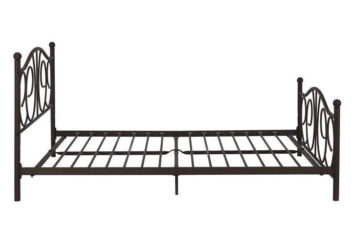 Victoria Metal Platform Bed with Headboard, Footboard and 2 Height Options - Bronze - Queen