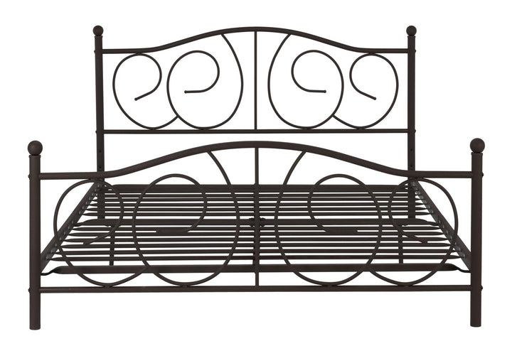 Victoria Metal Platform Bed with Headboard, Footboard and 2 Height Options - Bronze - Queen