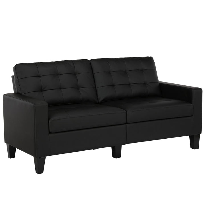 Emily Upholstered Sofa Couch with Deep Tufted Cushions - Black