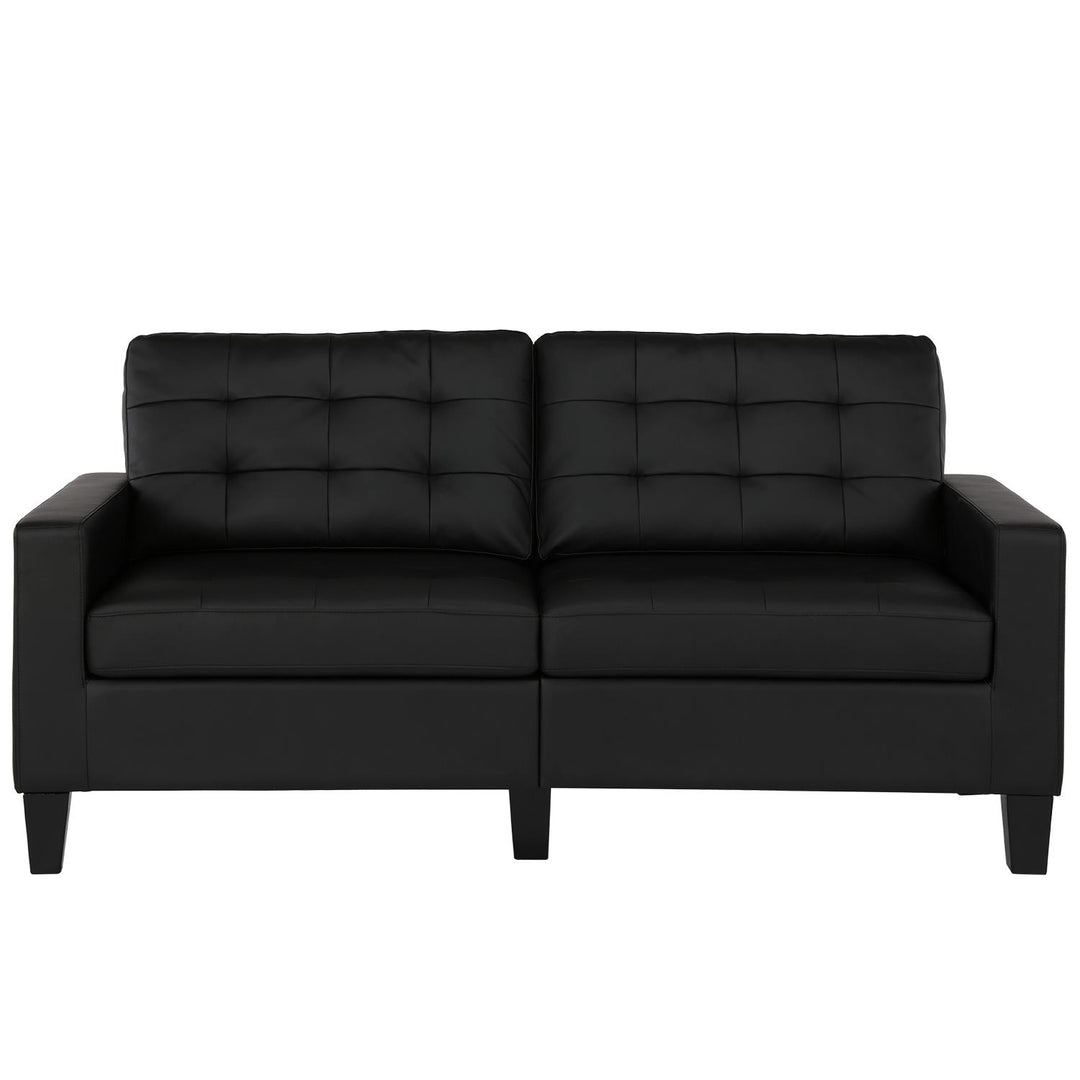 Emily Upholstered Sofa Couch with Deep Tufted Cushions - Black