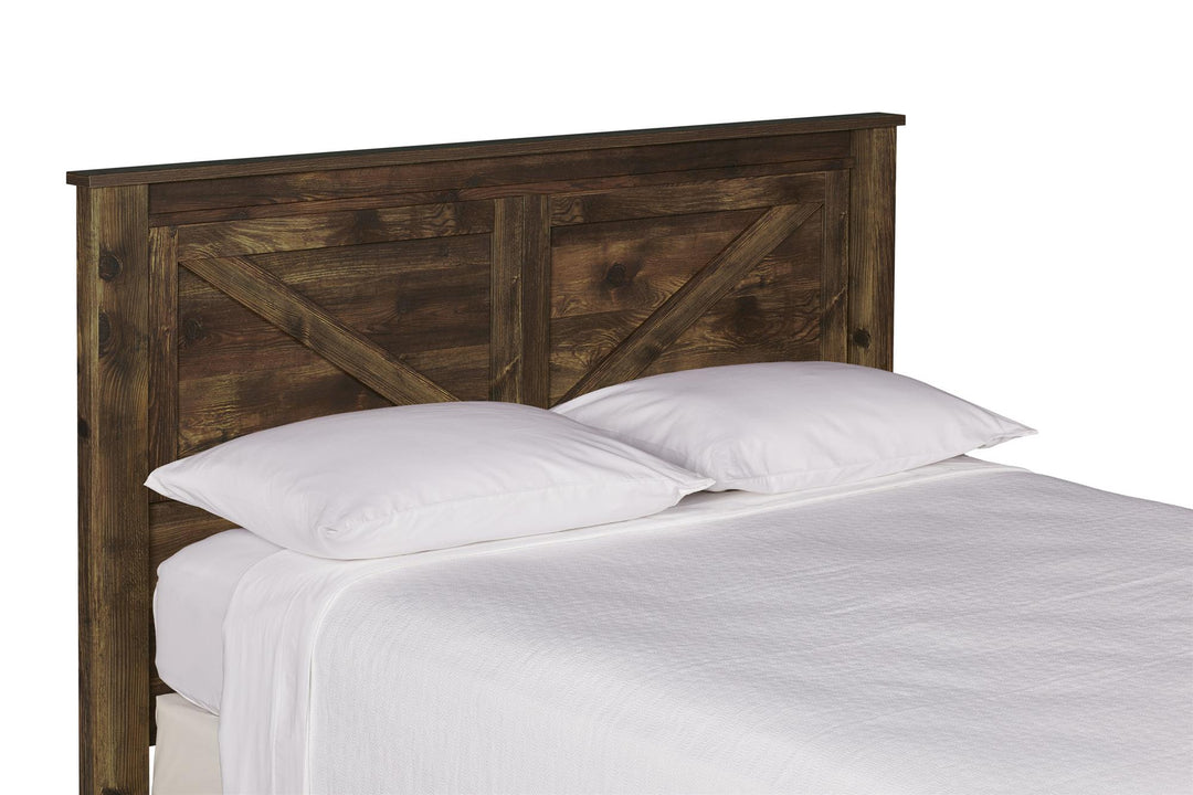 Farmington Rustic Farmhouse Queen Headboard with Decorative Panels - Rustic