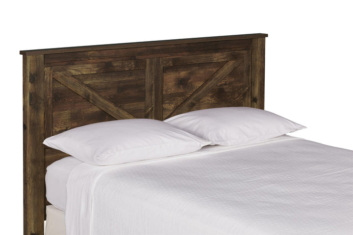 Farmington Rustic Farmhouse Queen Headboard with Decorative Panels - Rustic