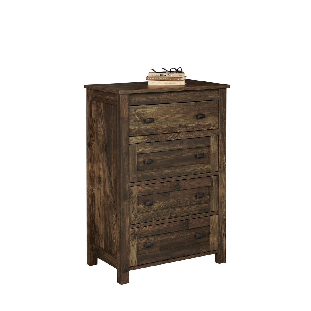 4 Drawer Dresser with Linen Interiors Rustic Farmington -  Rustic