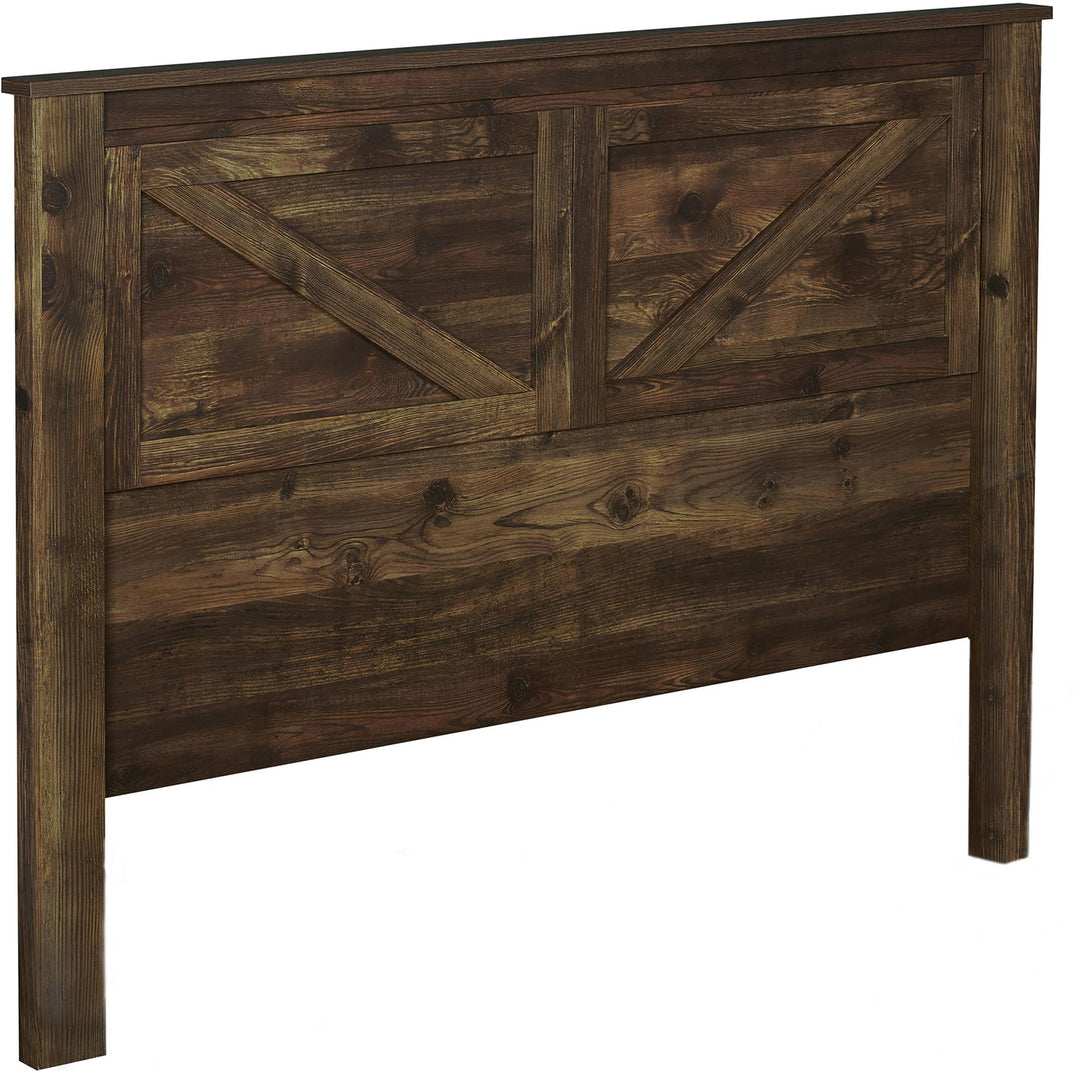 Farmington Rustic Farmhouse Queen Headboard with Decorative Panels - Rustic