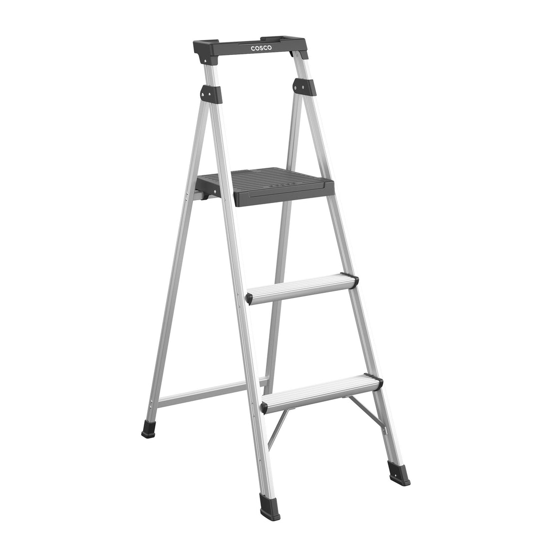 Best 3-step 5 foot folding stool -  Aluminum/Black 