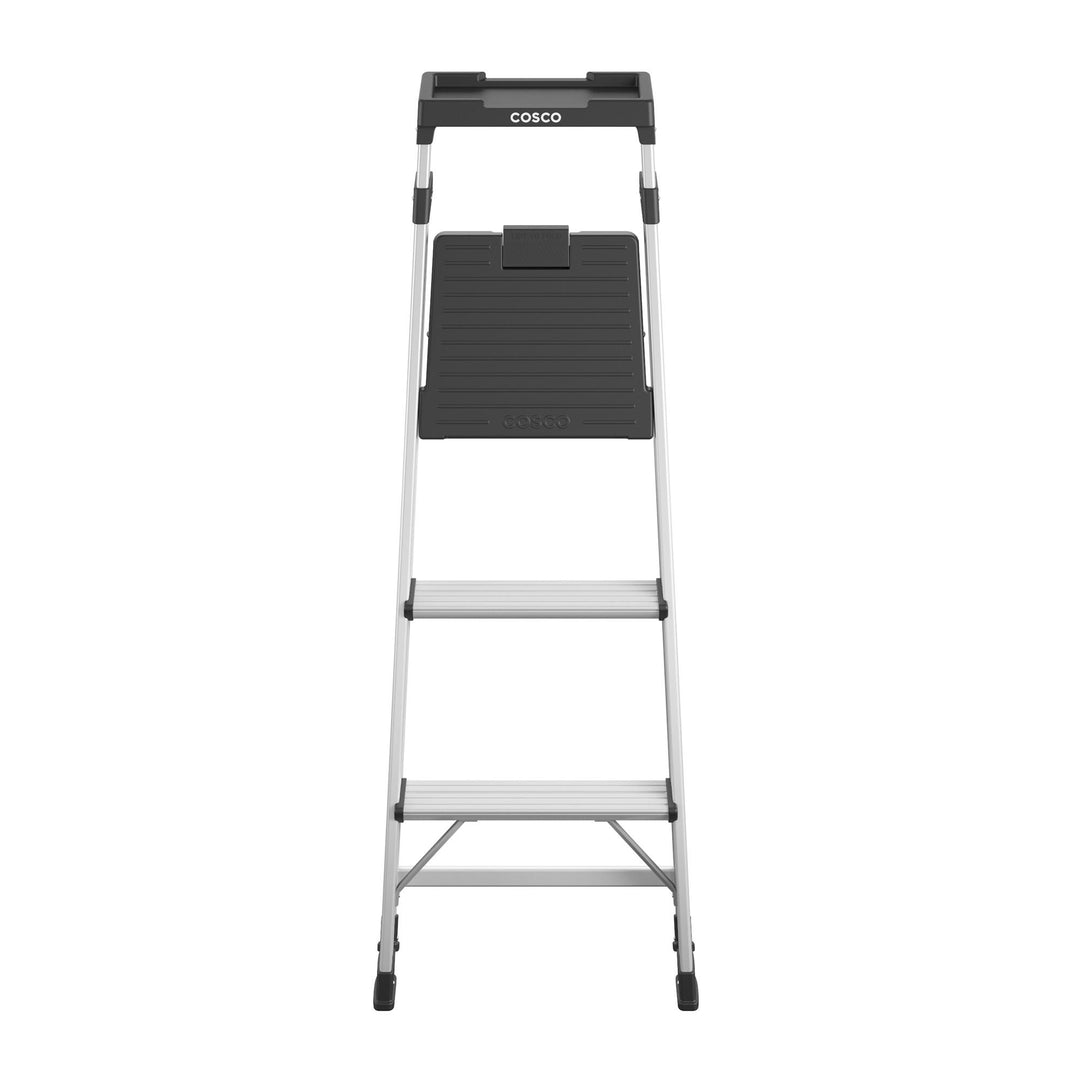 3-step folding stool for home -  Aluminum/Black 