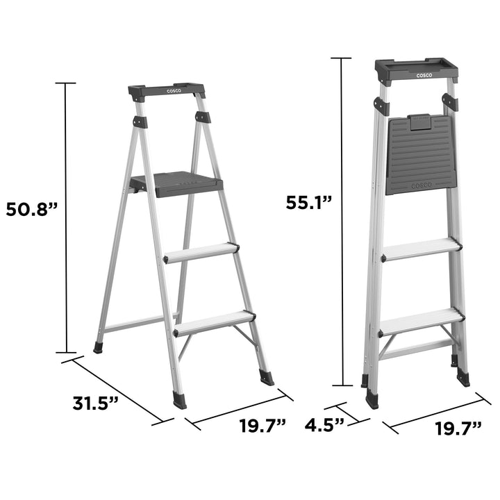 3-step folding step stool online -  Aluminum/Black 
