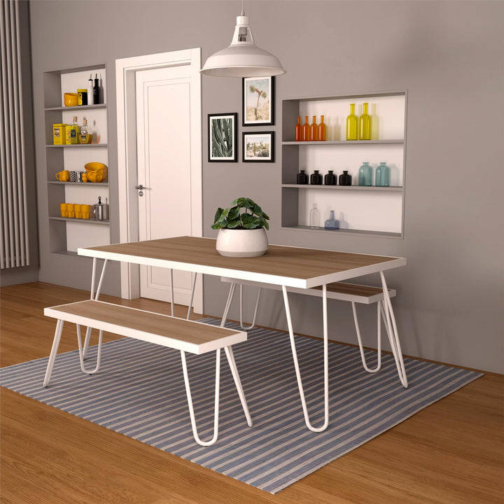 Paulette Outdoor/Indoor Table and Bench Set - White