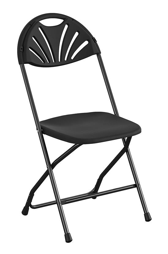 Commercial Fan Back Plastic Folding Stacking Chairs, Set of 8 - Black - 8-Pack