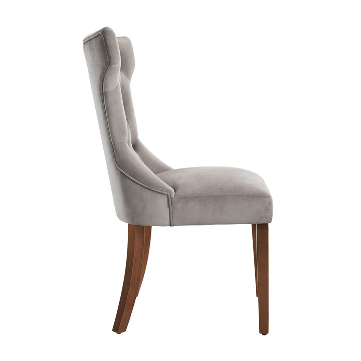 Stylish Tufted Hourglass Dining Chair Set -  Taupe 