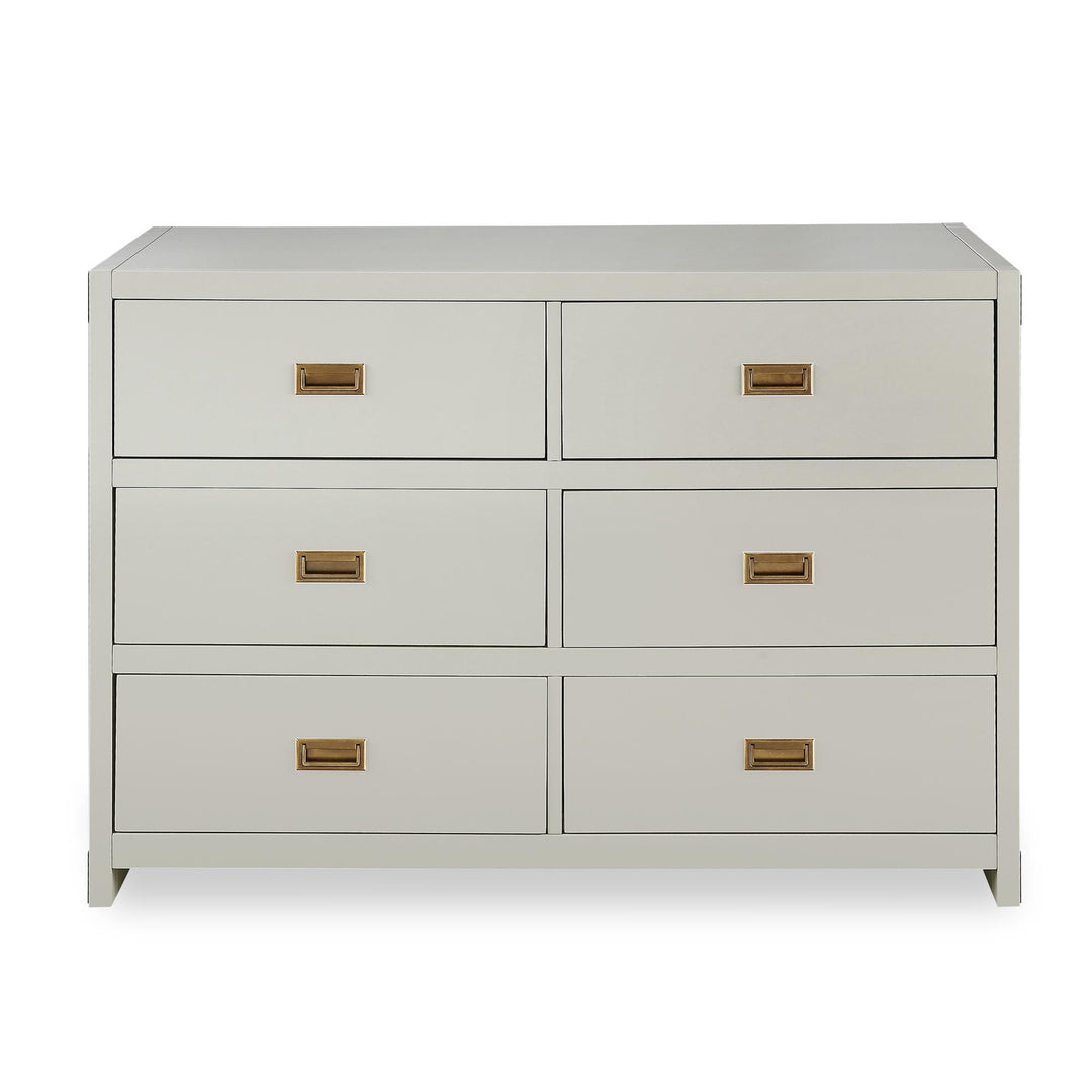 Miles Dresser with Brass Handles -  White