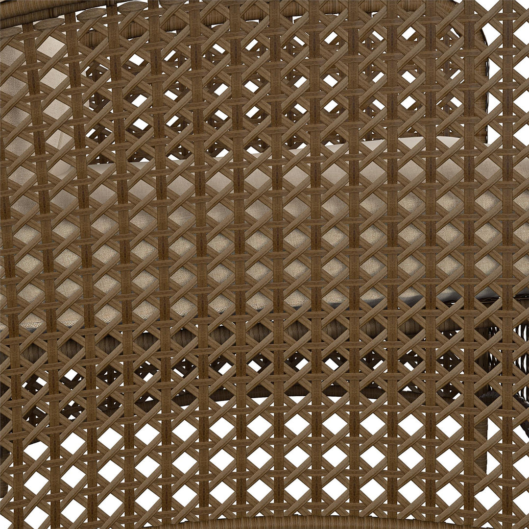 Wicker Lounge Chair with Armrests and Cushions, Set of 2 - Tan