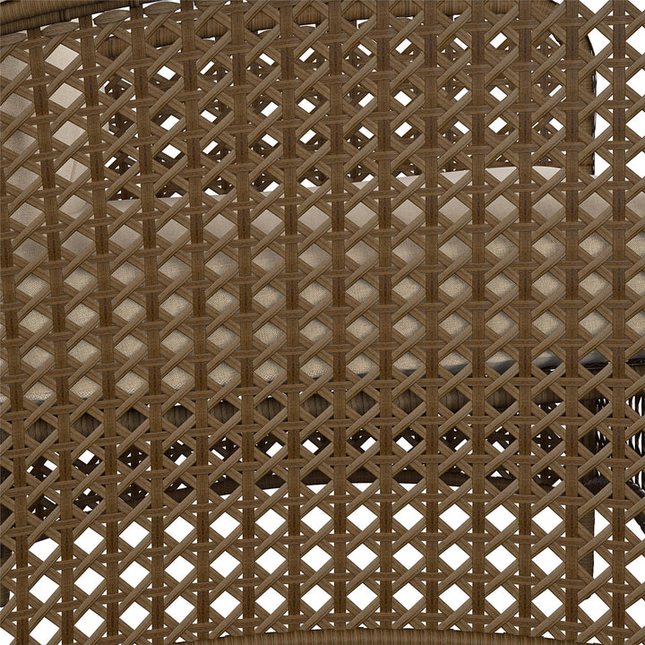Wicker Lounge Chair with Armrests and Cushions, Set of 2 - Tan