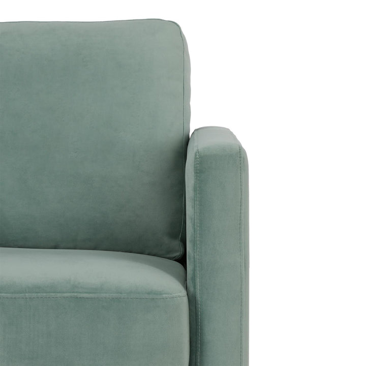 Highland 72 Inch Velvet Sofa with Matching Pillows - Seafoam Green