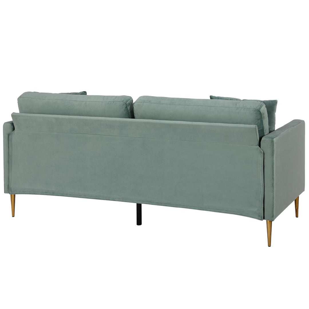 Highland 72 Inch Velvet Sofa with Matching Pillows - Seafoam Green