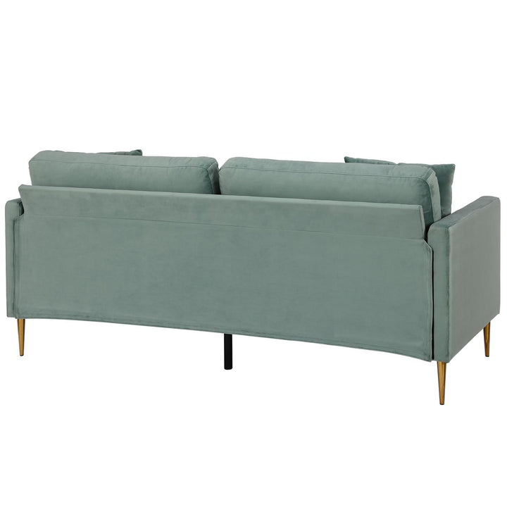 Highland 72 Inch Velvet Sofa with Matching Pillows - Seafoam Green