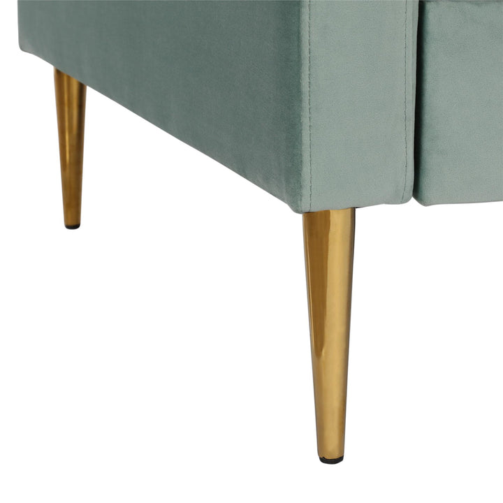 Highland 72 Inch Velvet Sofa with Matching Pillows - Seafoam Green