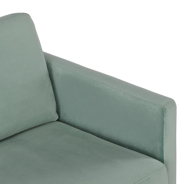 Highland 72 Inch Velvet Sofa with Matching Pillows - Seafoam Green