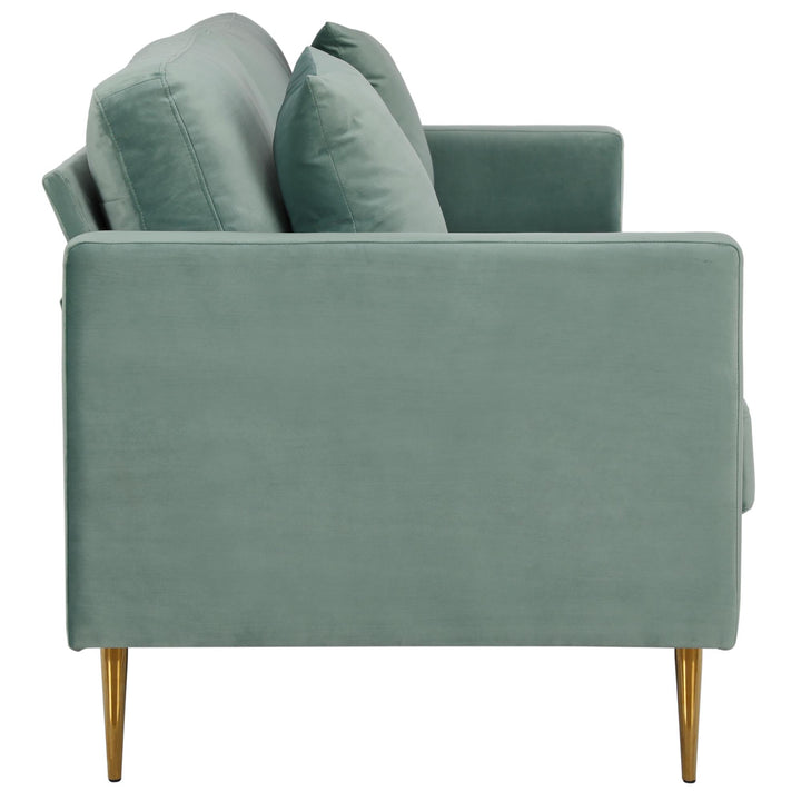 Highland 72 Inch Velvet Sofa with Matching Pillows - Seafoam Green