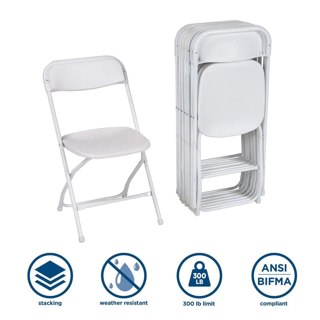 ZOWN Plastic Stacking Folding Chair Commercial -  White 