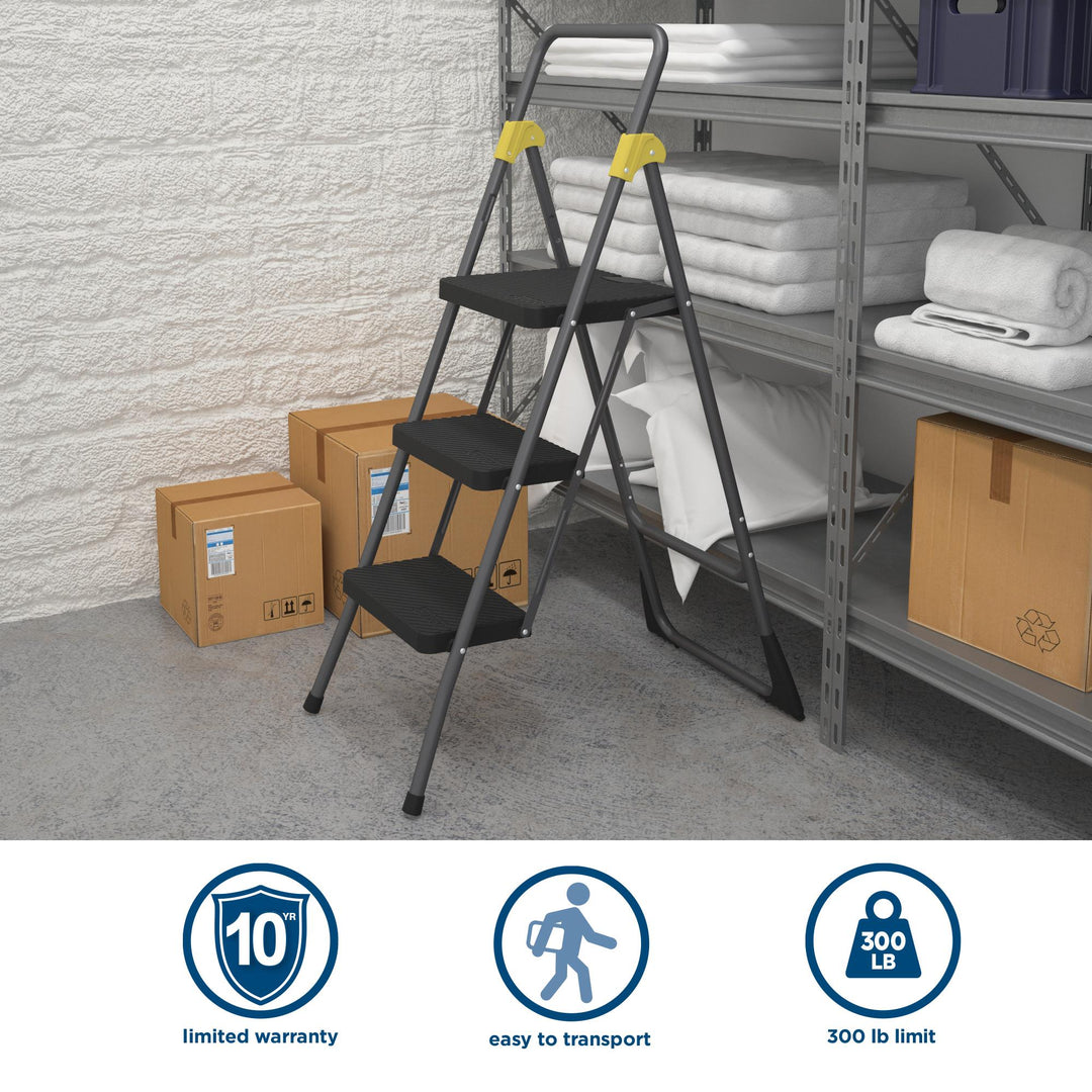 3-Step Steel Folding Step Stool for Commercial Use -  N/A