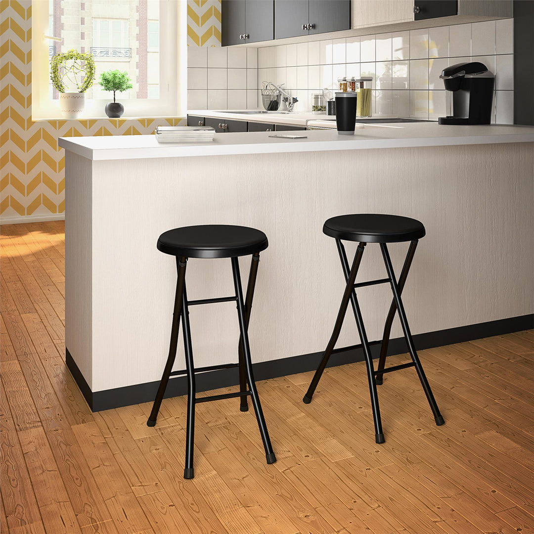 24 inch compact folding stool - Black - 2-pack