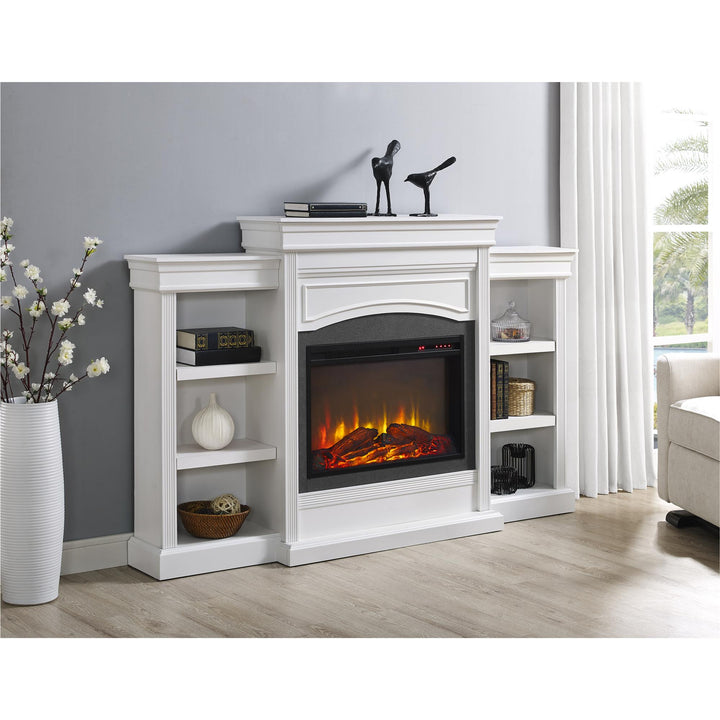 Mantel Fireplace with 26 Inch Fireplace Insert -  White