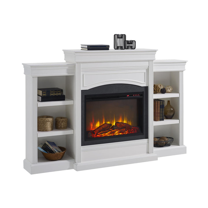 Lamont Fireplace with Shelves and Fireplace Insert -  White