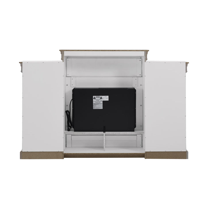 Mantel Fireplace with Side Shelves -  White