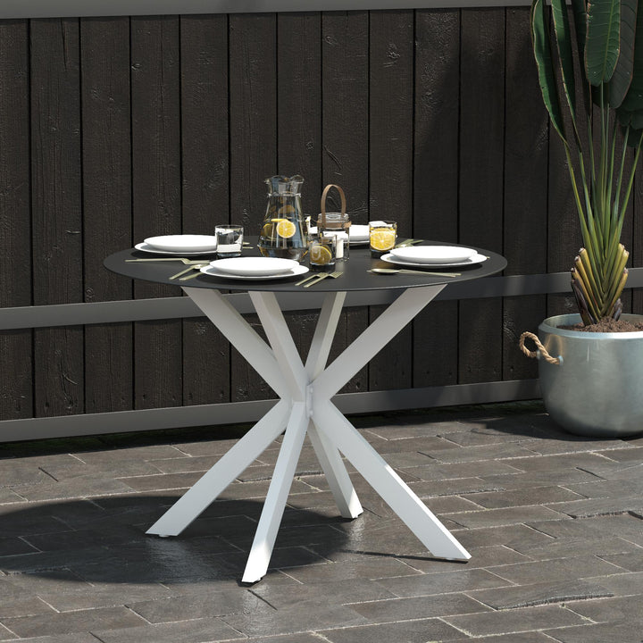 dining table with glass top - White