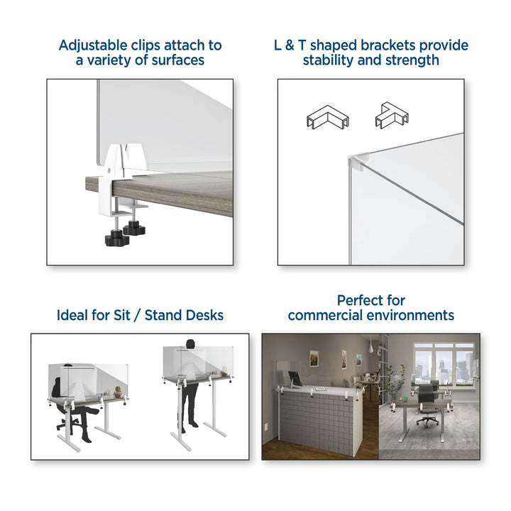 Antiviral Safety Screen Guard 48 Inch Clear Plexiglass - Natural - 1-Pack