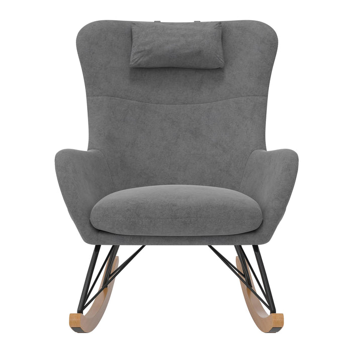 Robbie Rocker Accent Chair with Storage Pockets and Matching Pillow Headrest  -  Gray